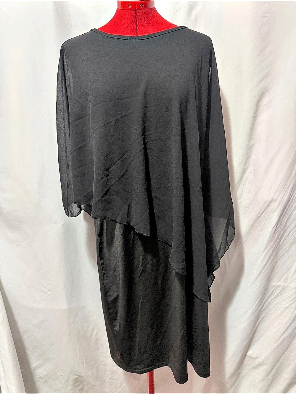 QIXING Layered Maxi Dress in Black Size XL NWT